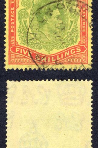 Bermuda SG118e 5/- Green and Red/pale yellow Perf 13 CDS Cat 20 pounds