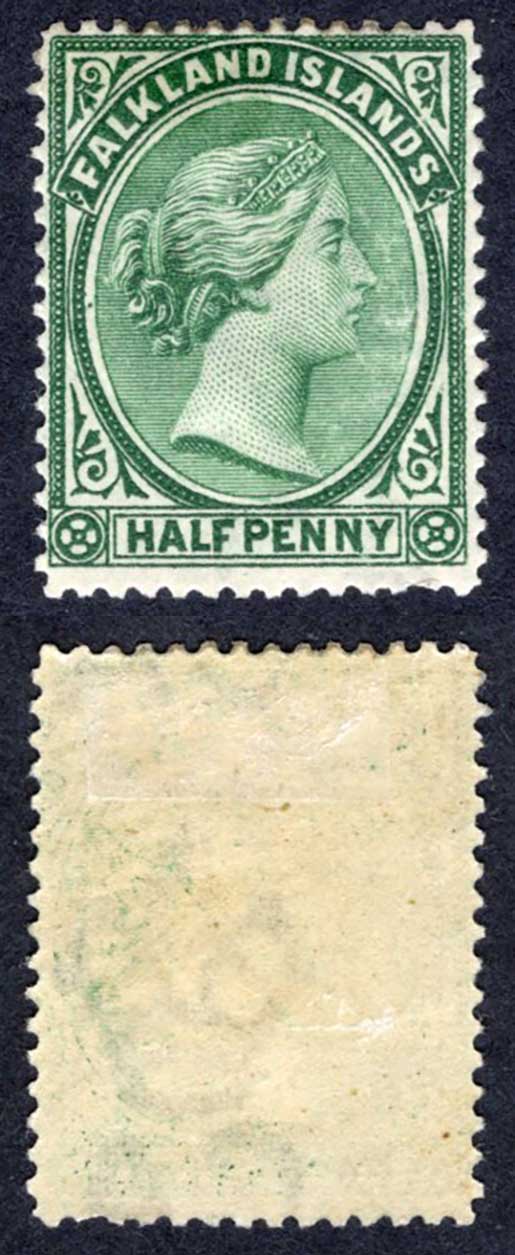 Falkland Is SG15 1/2d Blue Green Wmk CA M/M Cat 29 pounds