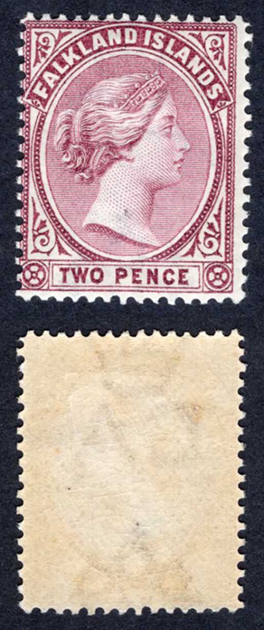 Falkland Is SG25 2d Purple Wmk CA M/M Cat 7.50 pounds