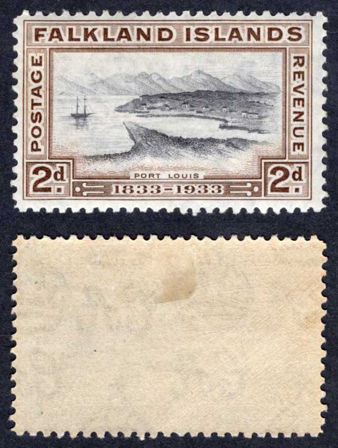 Falkland Is SG130 2d Black and Brown Centenary M/M Cat 18 pounds