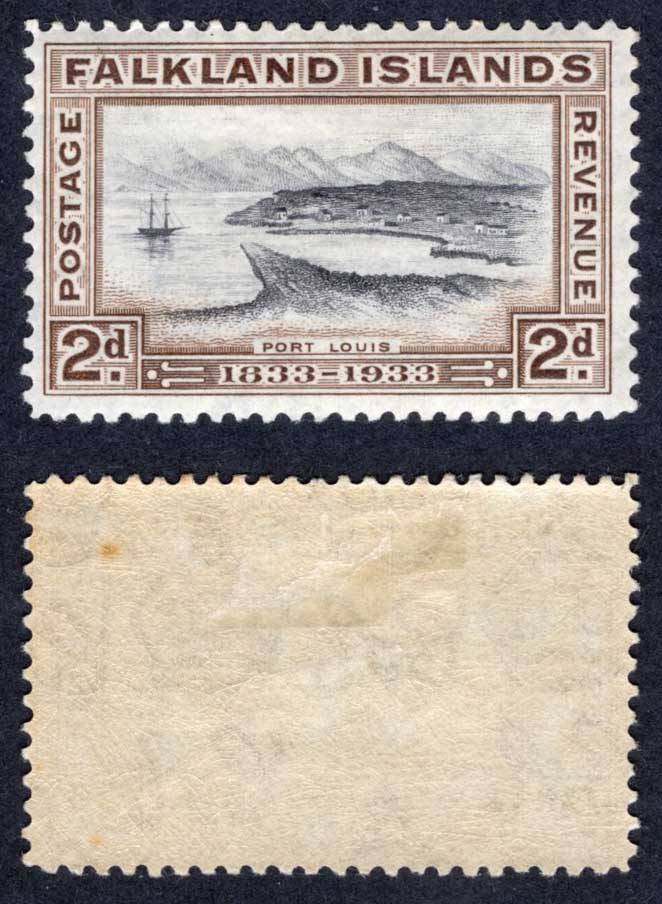 Falkland Is SG130 2d Black and Brown Centenary M/M Cat 18 pounds