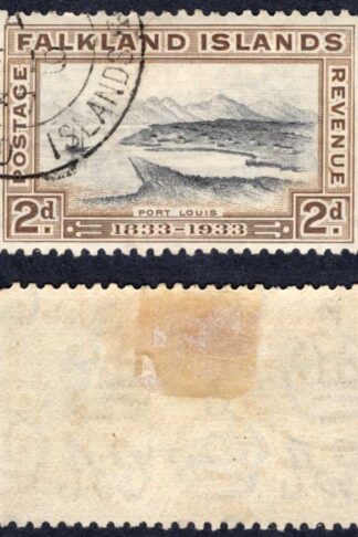 Falkland Is SG130 2d Black and Brown Centenary used Cat 30 pounds
