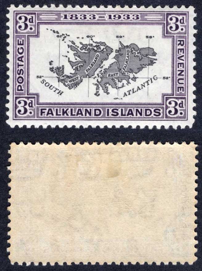 Falkland Is SG131 3d Black and Violet Centenary M/M Cat 28 pounds