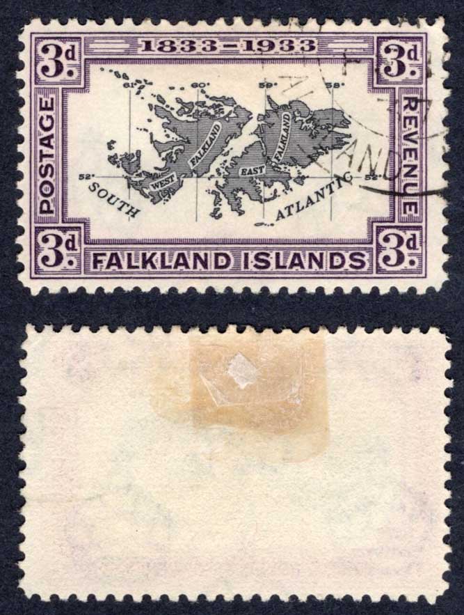 Falkland Is SG131 3d Black and Violet Centenary used Cat 40 pounds