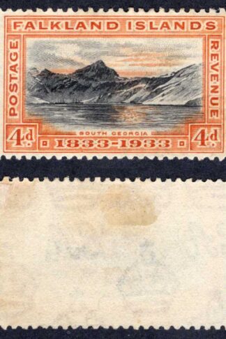Falkland Is SG132 4d Black and Orange Centenary Mint no gum Cat 26 pounds