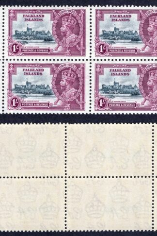Falkland Is SG142 1935 1/- Jubilee U/M Block Cat 72++ pounds
