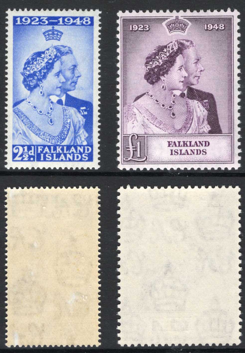 Falkland Is SG166/7 1948 Silver Wedding M/M Cat 92 pounds