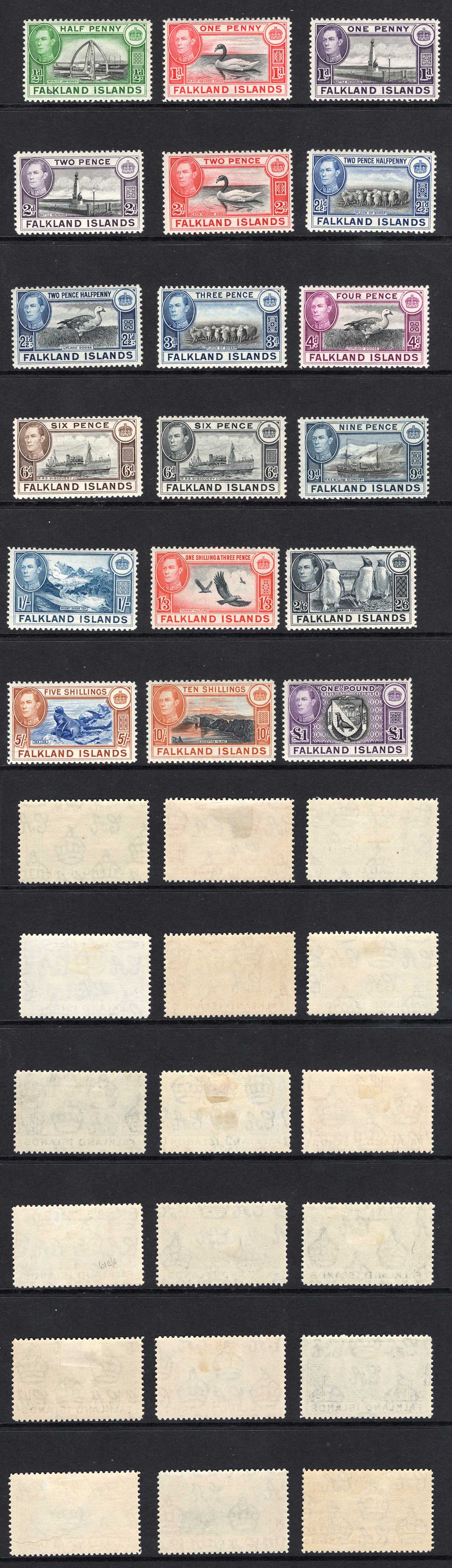 Falkland Is SG146/63 KGVI Set of 18 Fine M/M Cat 475 pounds