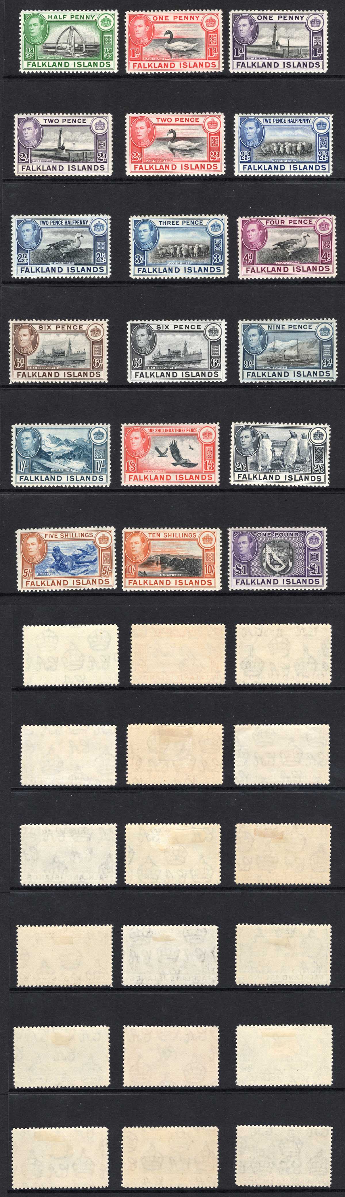 Falkland Is SG146/63 KGVI Set of 18 Fine M/M Cat 475 pounds