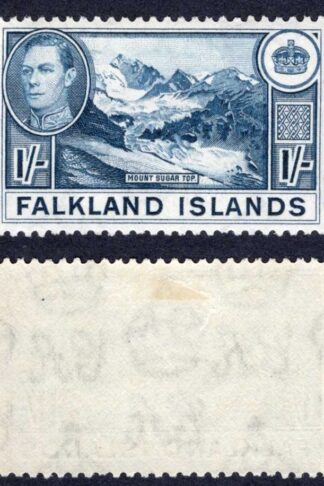 Falkland Is SG158c 1/- Deep Dull Blue (Thin paper) M/M Cat 90 pounds