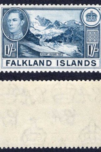 Falkland Is SG158c 1/- Deep Dull Blue (Thin paper) U/M Cat 90 pounds
