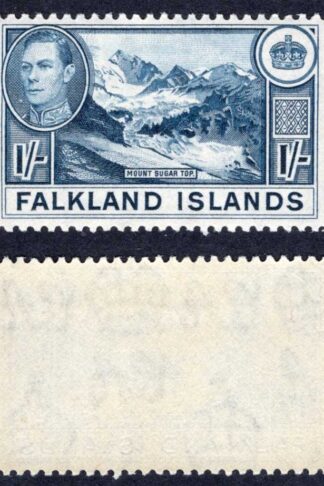 Falkland Is SG158c 1/- Deep Dull Blue (Thin paper) U/M Cat 90 pounds