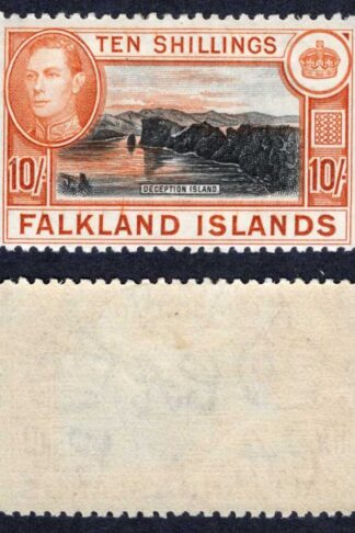 Falkland Is SG162 10/- Black and Orange Brown M/M Cat 200 pounds