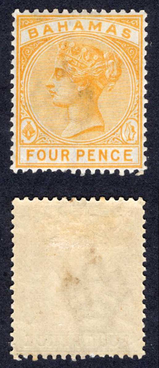 Bahamas SG53 4d Deep Yellow M/M Cat 9.50 pounds