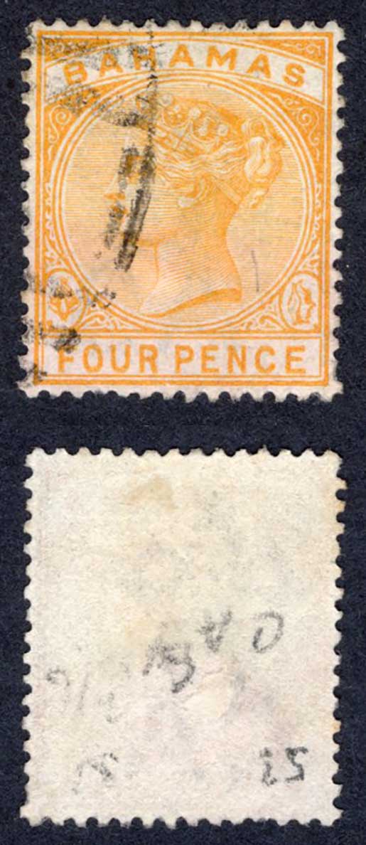 Bahamas SG53 4d Deep Yellow used Cat 5 pounds