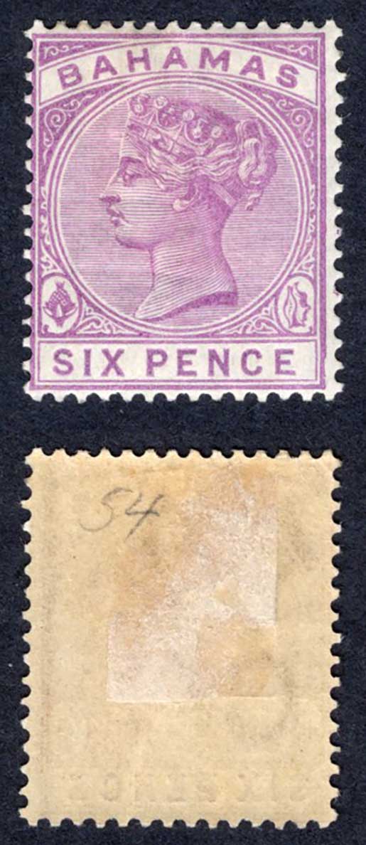 Bahamas SG54 6d Mauve M/M (hinge remainder) Cat 7.50 pounds