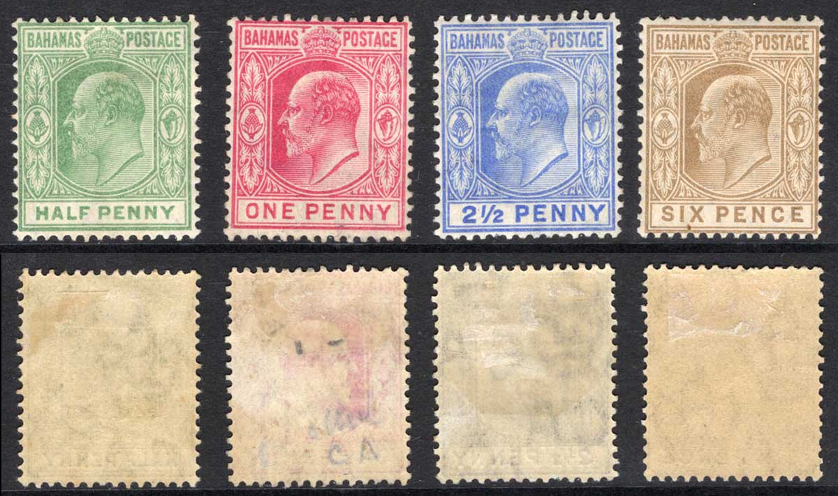 Bahamas SG71/4 KEVII Set wmk Mult Crown M/M (Hinge remainders) Cat 65 pounds