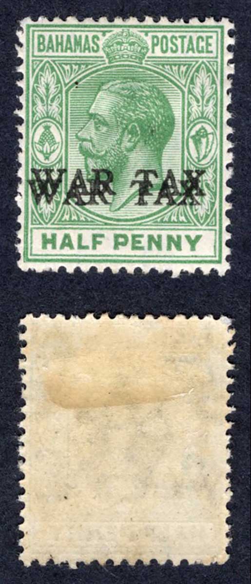 Bahamas SG91 1/2d with FAKED WAR TAX opt DOUBLED M/M