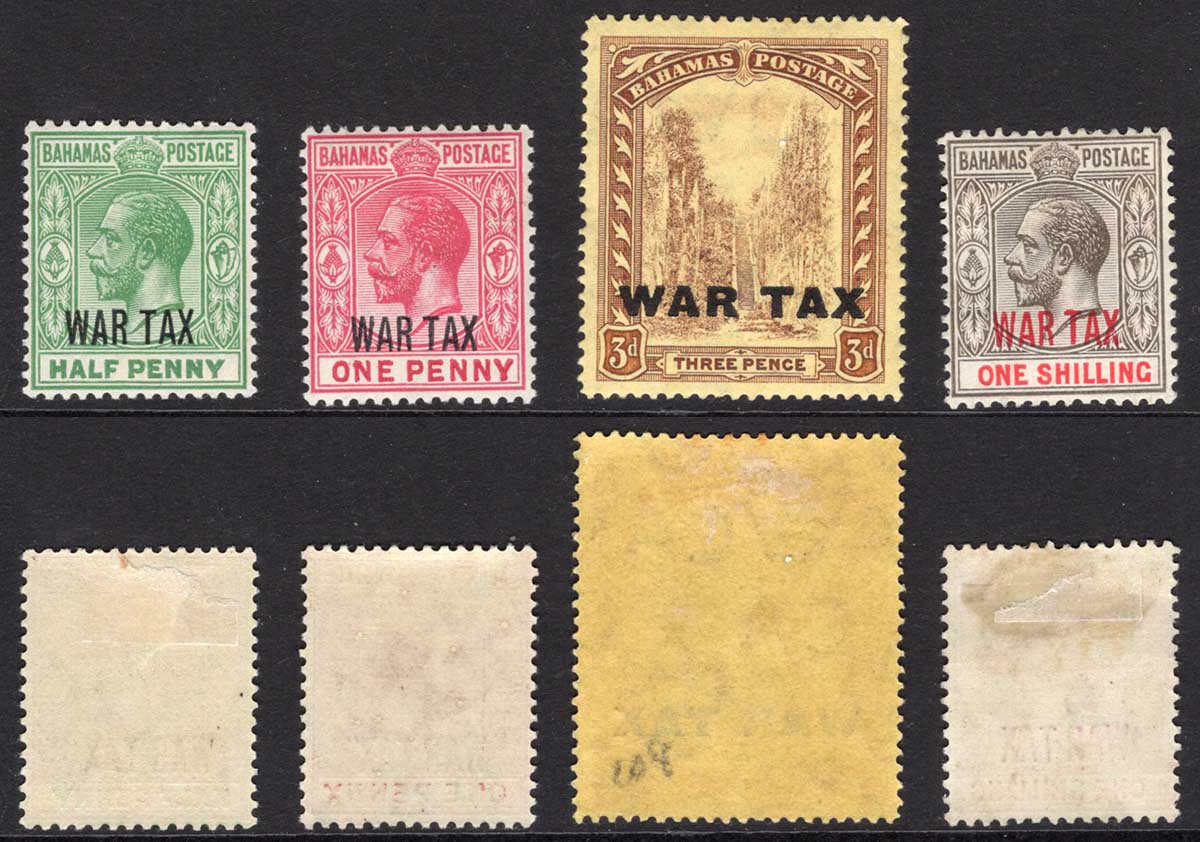 Bahamas SG96/99 1918 Set with DLR WAR TAX opts Cat 24 pounds