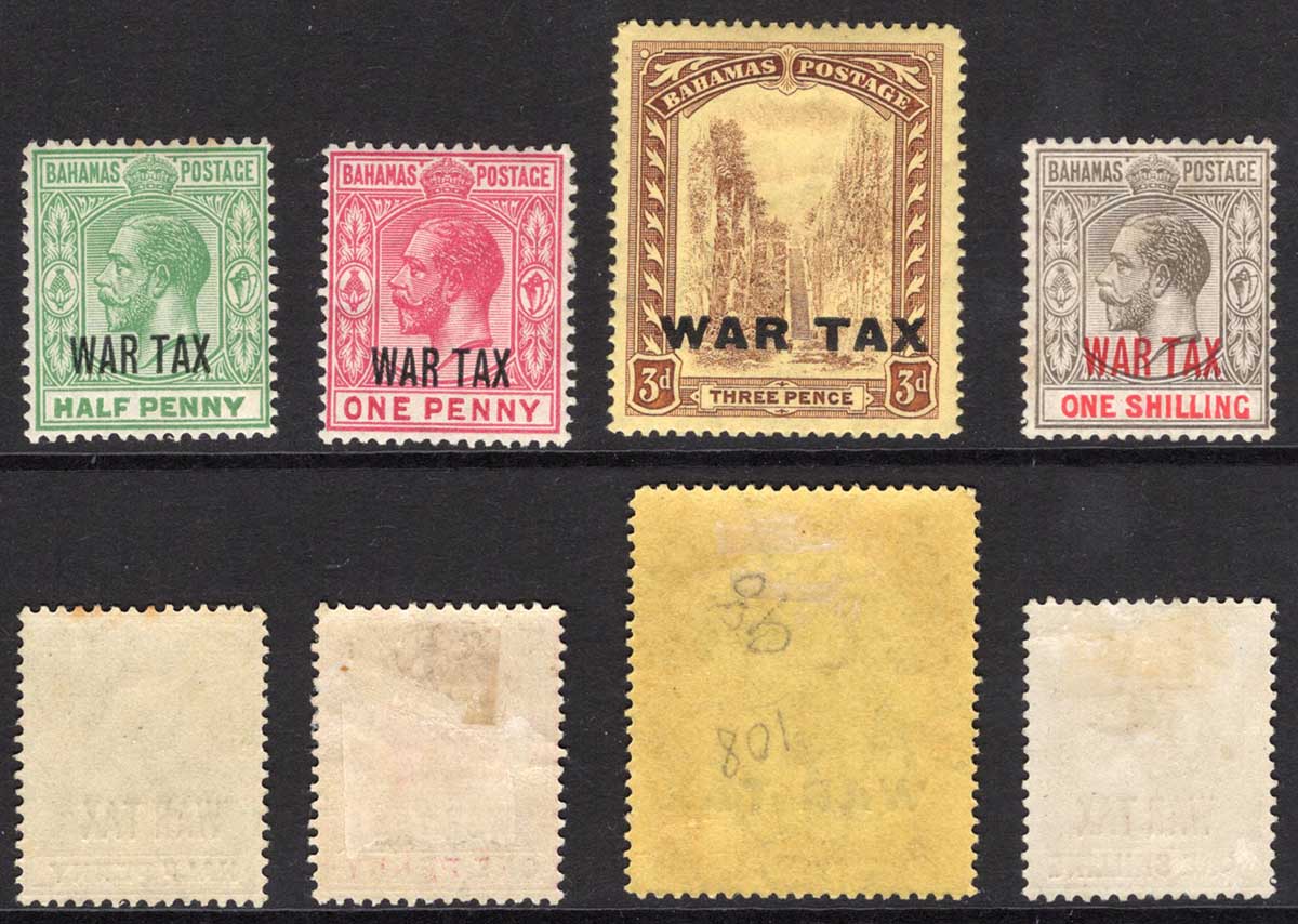 Bahamas SG96/99 1918 Set with DLR WAR TAX opts Cat 24 pounds