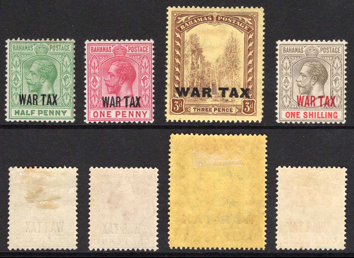 Bahamas SG96/99 1918 Set with DLR WAR TAX opts Cat 24 pounds