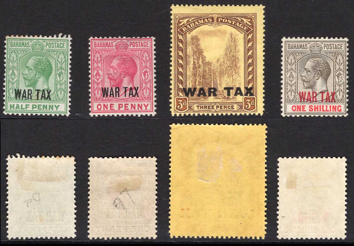 Bahamas SG96/99 1918 Set with DLR WAR TAX opts Cat 24 pounds