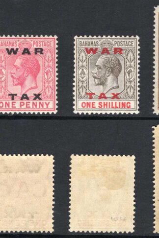 Bahamas SG102/5 1919 Set with DLR WAR TAX opts Cat 30 pounds