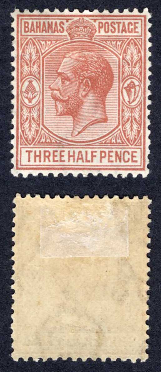 Bahamas SG117 1 1/2d Brown-red M/M Cat 14 pounds