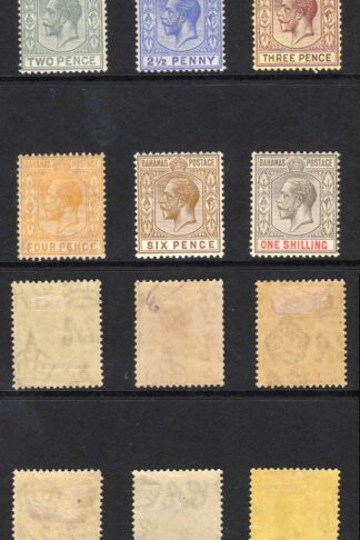 Bahamas SG115/23 1921 Set to 1/- wmk Script M/M Cat 36.70 pounds