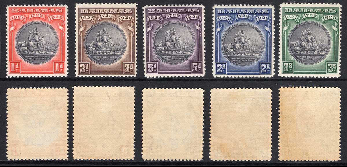 Bahamas SG126/30 1930 Tercentenary Set of 5 M/M Cat 75 pounds