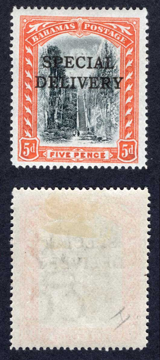 Bahamas SGS1 Special Delivery (1st Type) 5d black and Orange M/M Cat 10 pounds