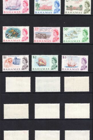 Bahamas SG295/309 1967 Set of 15 (toned paper) U/M odd bend Cat 35 pounds