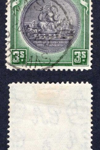 Bahamas SG132 3/- Slate-purple and Myrtle-green CDS used Cat 32 pounds