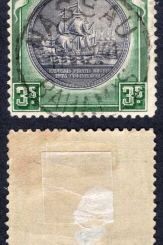 Bahamas SG132 3/- Slate-purple and Myrtle-green CDS used Cat 32 pounds