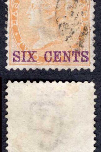 Straits Settlements SG5 6c on 2a Yellow used Cat 300 pounds
