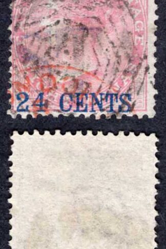 Straits Settlements SG8 24c on 8a Rose used Cat 130 pounds