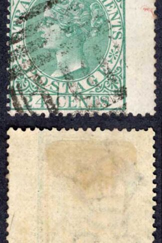 Straits Settlements SG16 24c Blue-green Wmk CC Cat 9 pounds