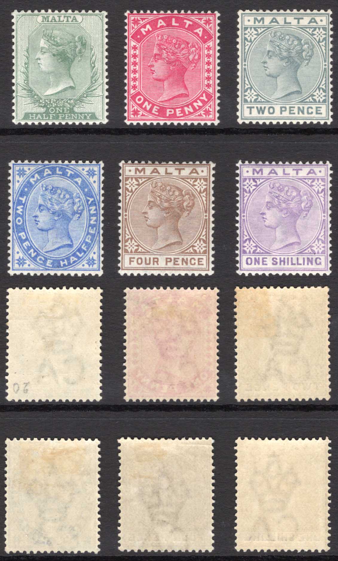 Malta SG20/9 QV Set Fine M/M Cat 130 pounds