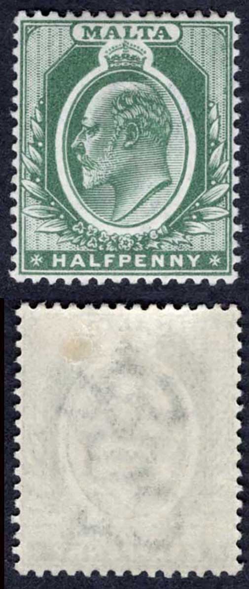 Malta SG38 KEVII 1/2d Wmk CA Fine M/M Cat 9 pounds
