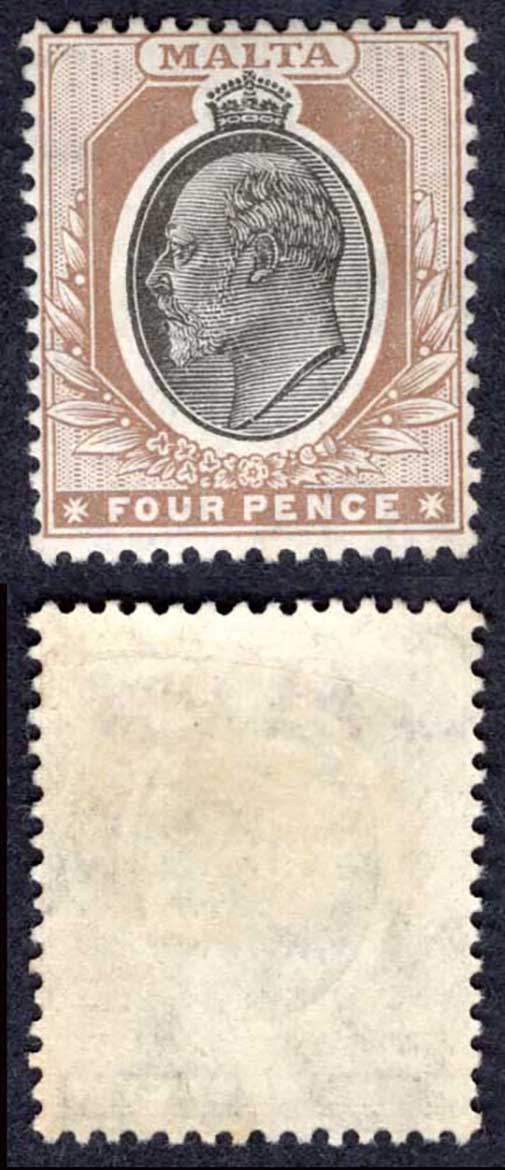Malta SG54 KEVII 4d Wmk Mult CA Fine M/M Cat 10 pounds