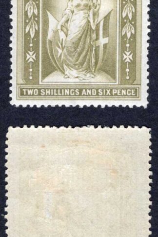 Malta SG34 2/6 Olive-grey Wmk CC M/M Cat 50 pounds