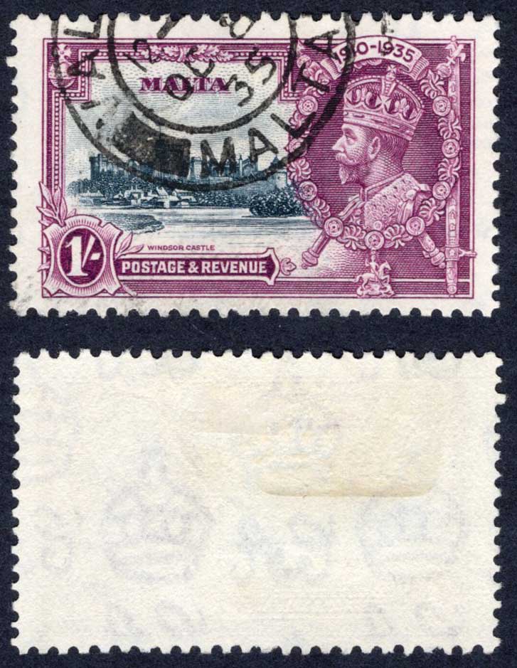 Malta SG213 Silver Jubilee 1/- fine used Cat 30 pounds