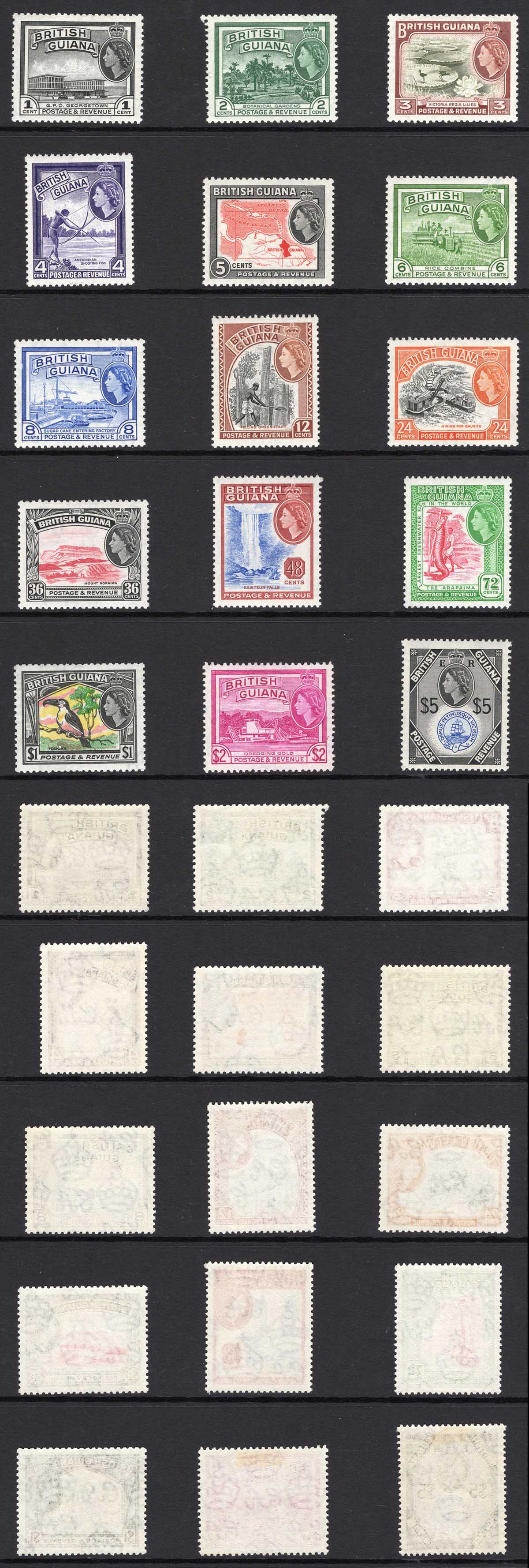 British Guiana SG331/45 1954 set of 15 M/M Cat 120 pounds