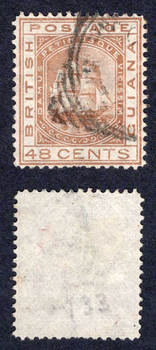 British Guiana SG133 48c Red-brown Perf 14 Wmk CC Cat 45 pounds