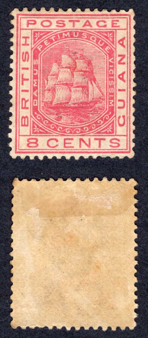 British Guiana SG174 8c Rose Wmk CA toned gum Cat 150 pounds