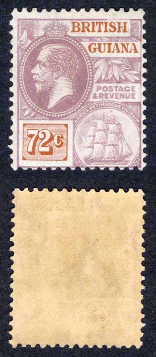 British Guiana SG281 1921 72c Wmk Script M/M Cat 45 pounds