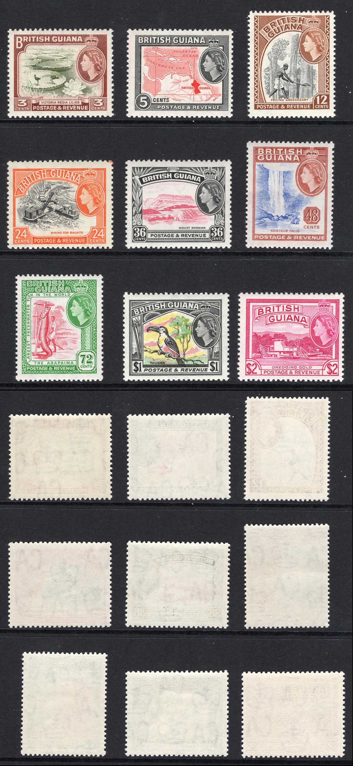 British Guiana SG354/65 1963 Set of 9 wmk W12 U/M Cat 75 pounds