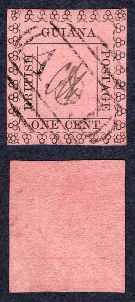 British Guiana 1c on magenta forgery