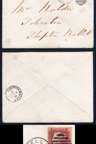 SG45 Penny red (MG) Plate 193 on a clean cover