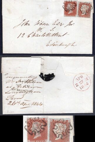 1841 Penny Red (FJ and SH) with Maltese Crosses from Coldstream